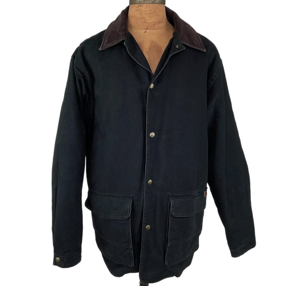 Woolrich Rugged OutdoorWear Wool Blanket Lined Chore Jacket Black Men’s Size L